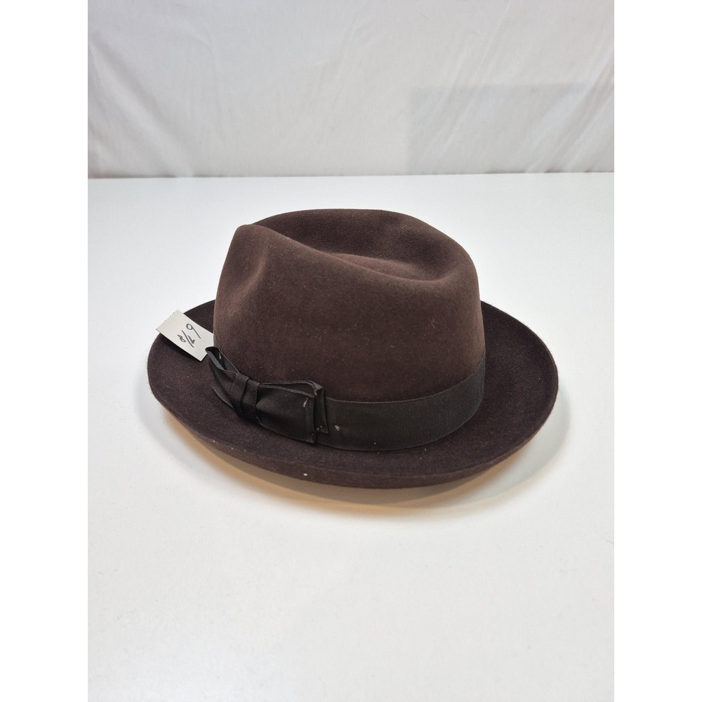 Christys' London Hat Trilby Fitted Mens 6 7/8 Brown Fur Felt Lined England CH34